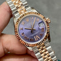 DATEJUST 31MM PINK GOLD STEEL PURPLE DIAL