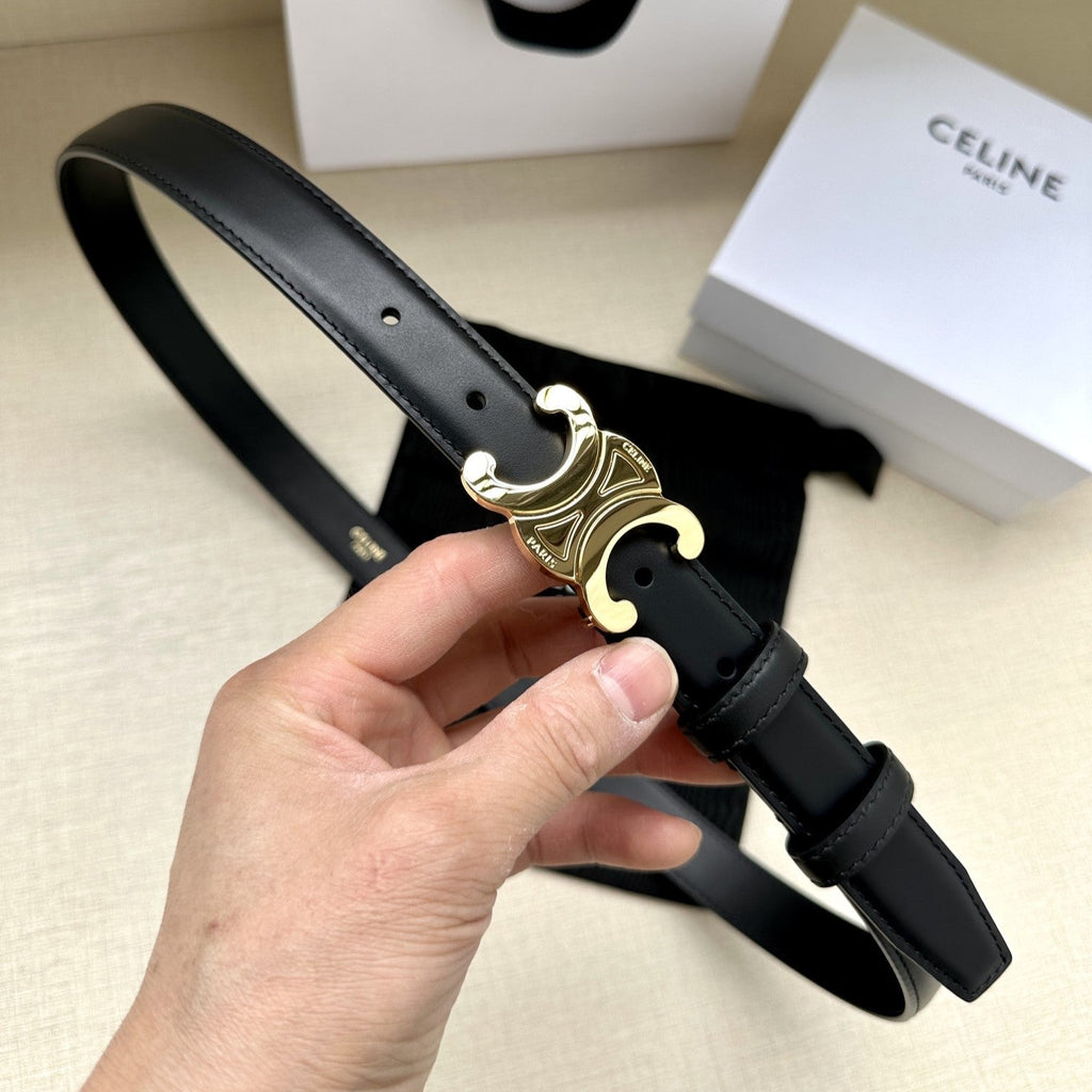 Medium Triomphe Belt 25mm Black Calfskin Ghw