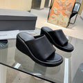 WEDGE SANDALS IN BLACK SOFT LAMBSKIN