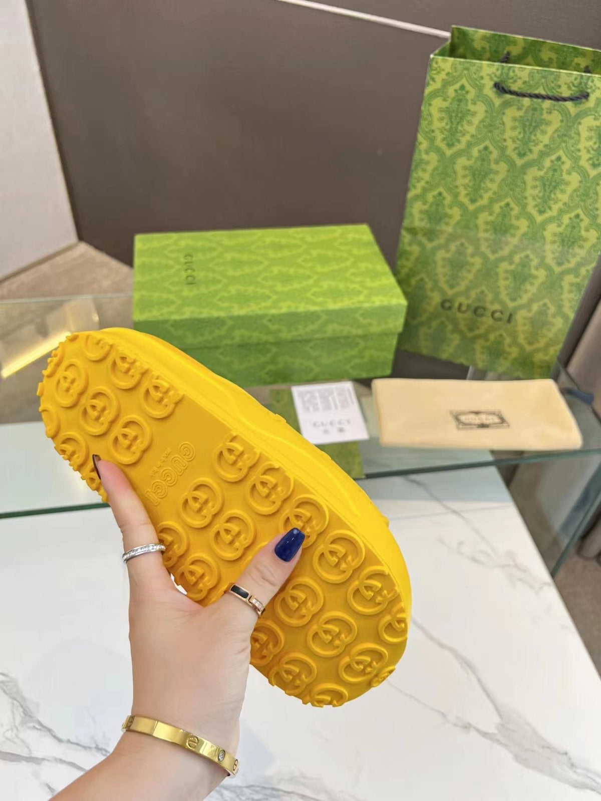 PLATFORM SANDALS IN BRIGHT YELLOW MONOGRAM IMPORTED TPU