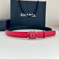 CC 30MM BELT IN CHERRY RED SMOOTH CALFSKIN METAL HARDWARE