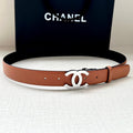 CC 30MM BELT IN BRONZE BROWN AND BLACK CALFSKIN WITH SILVER HARDWARE