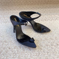 GAP CRYSTAL-BUCKLE SLIDE SANDALS IN BLACK SILK
