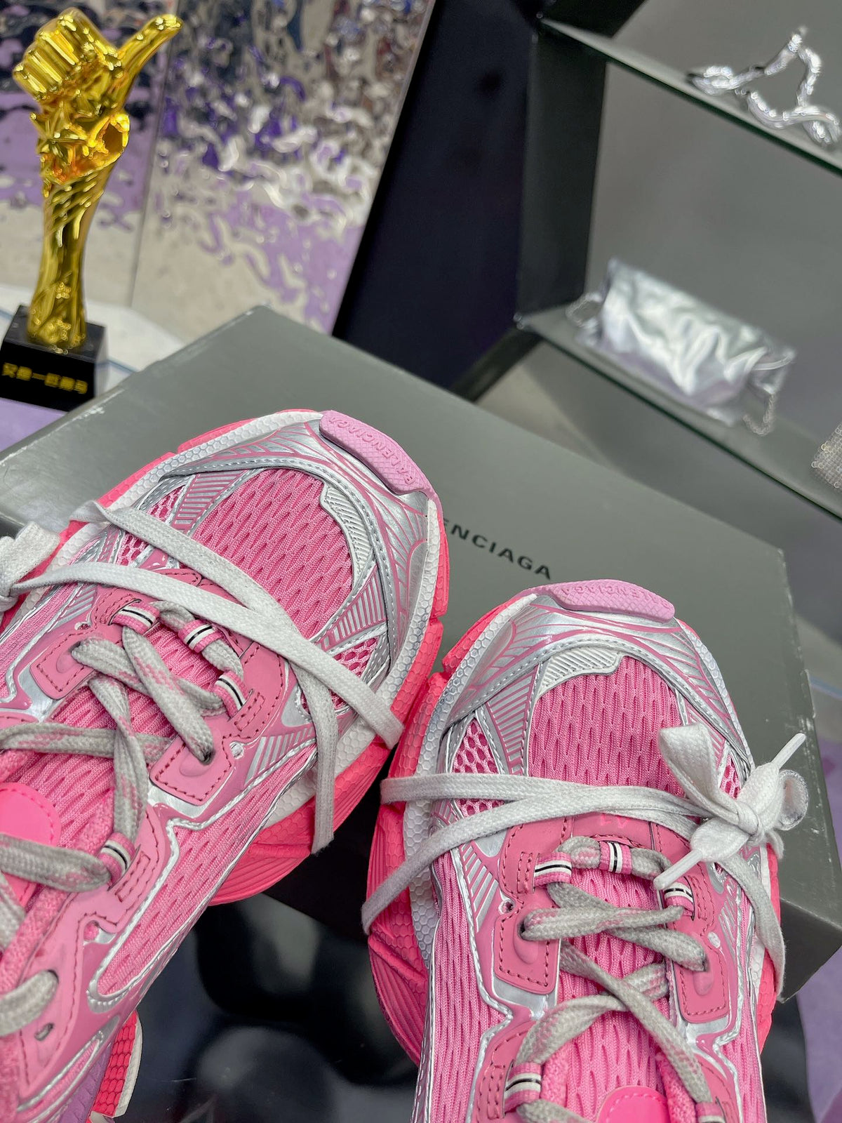 3XL SNEAKER IN PINK MIX SILVER MESH AND POLYURETHANE