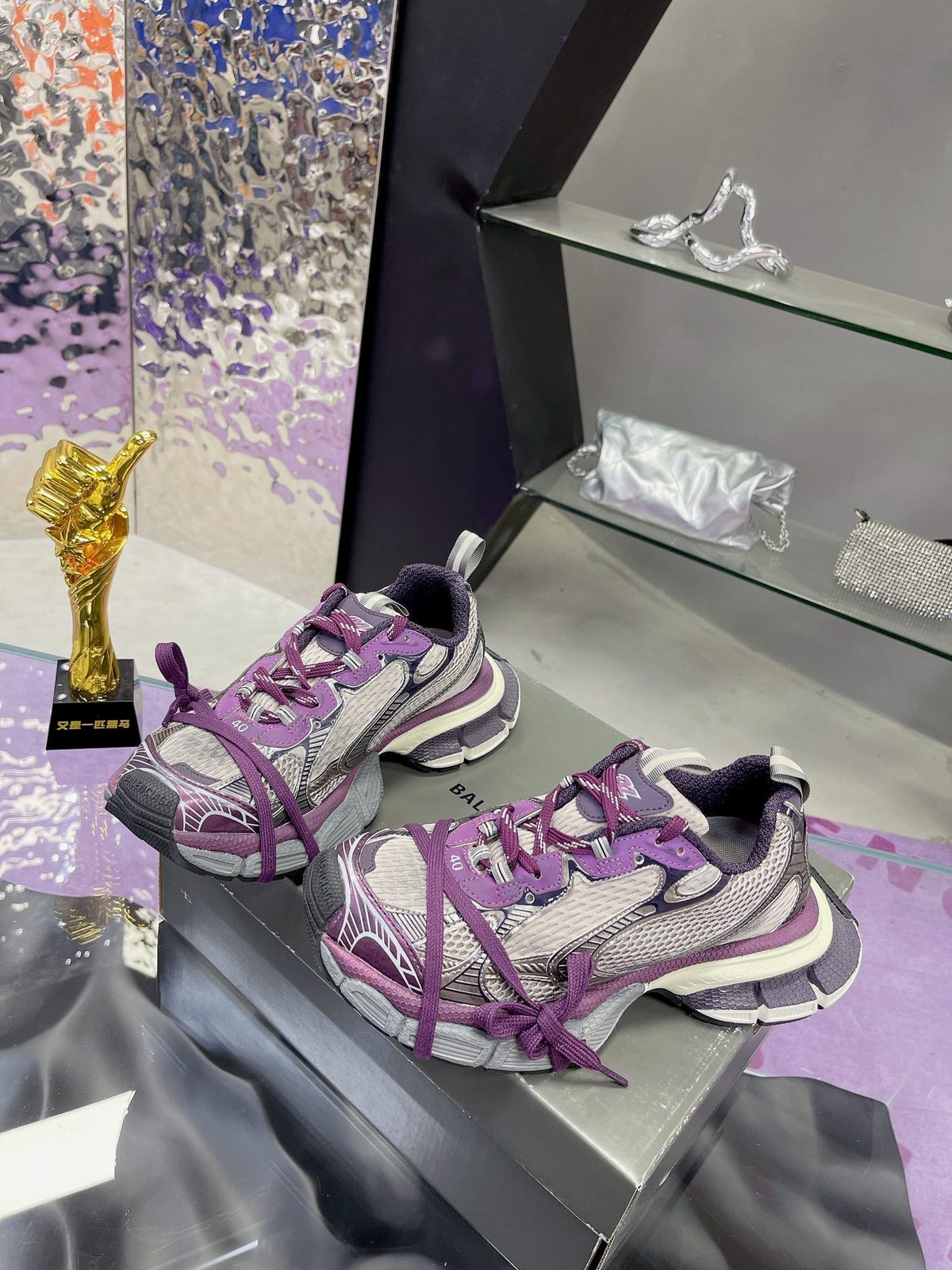 3XL SNEAKER IN PURPLE MIX GRAY MESH AND POLYURETHANE