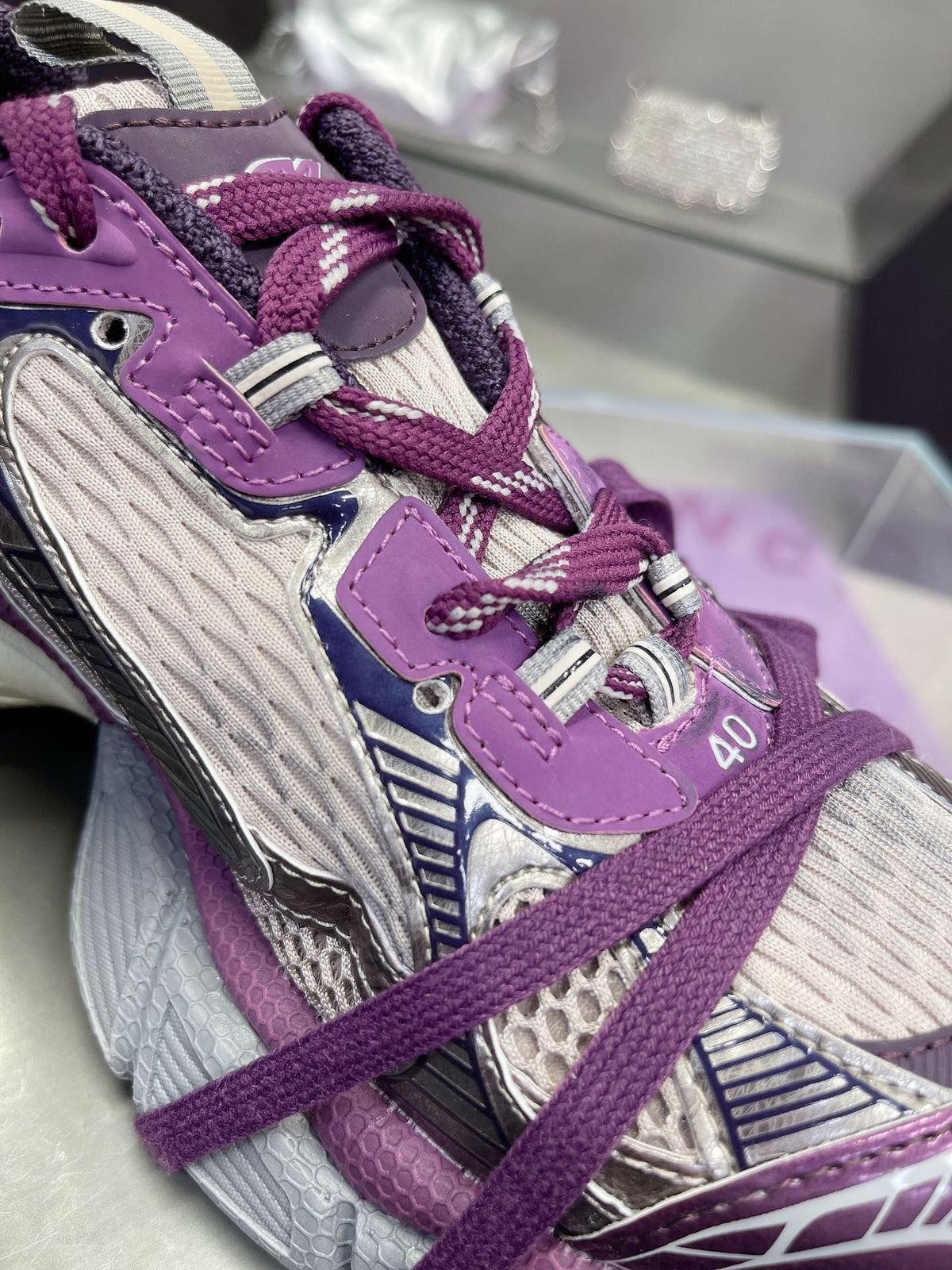 3XL SNEAKER IN PURPLE MIX GRAY MESH AND POLYURETHANE