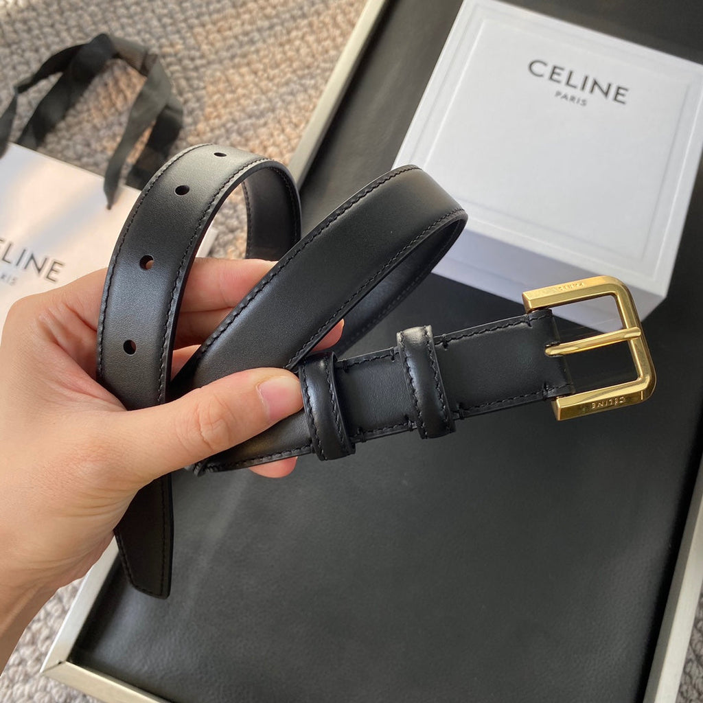 BELT 25MM IN BLACK REVERSIBLE ITALIAN CALFSKIN WITH VINTAGE GOLD BUCKLE