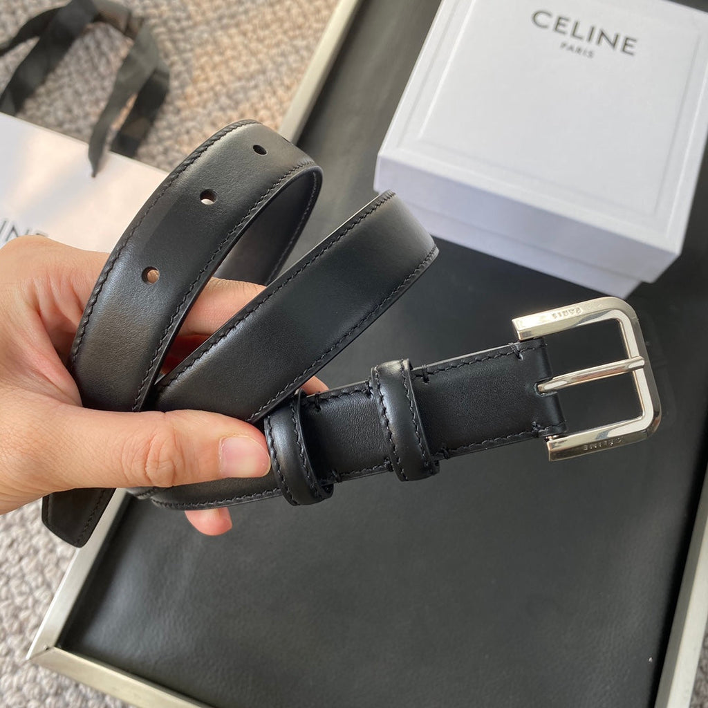 BELT 25MM IN BLACK REVERSIBLE ITALIAN CALFSKIN WITH VINTAGE SILVER BUCKLE
