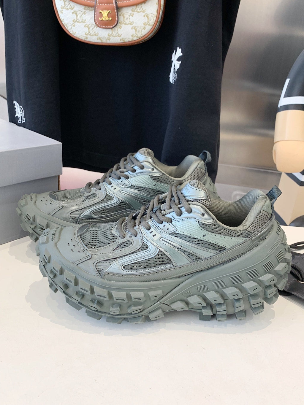 CHUNKY SNEAKERS IN MANTLE GRAY POLYURETHANE, POLYESTER AND NYLON