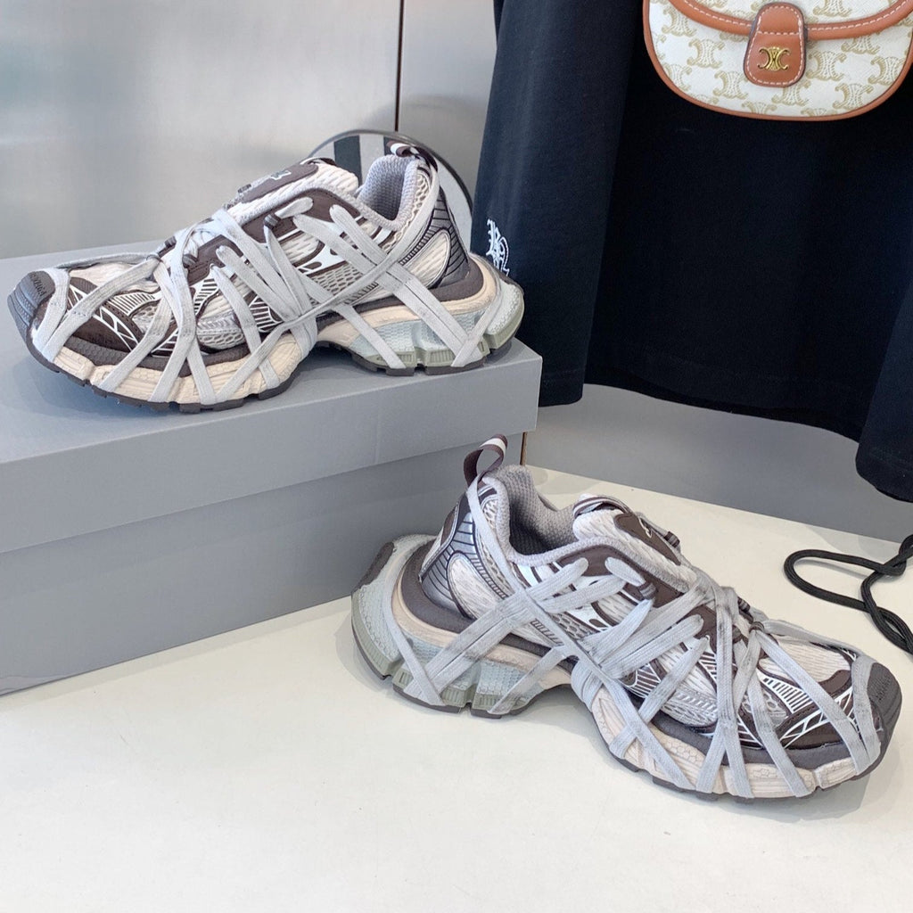 3XL EXTREME LACE SNEAKER BROWN MIX DUST WHITE AND SILVER