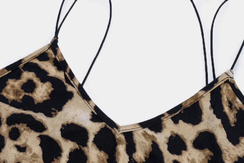 leopard print sleeveless midi dress