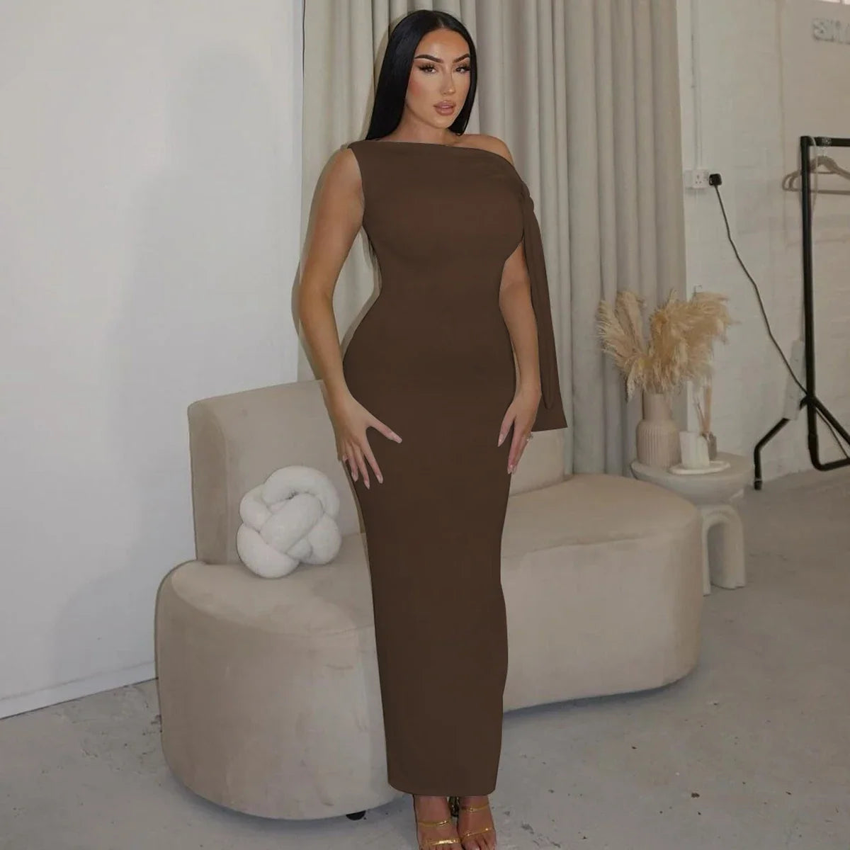 Hugcitar Fashion Solid O Neck Sleeveless Patchwork Sexy Bodycon Maxi Prom Dress Summer Women Clothes Party Festival Club Y2K