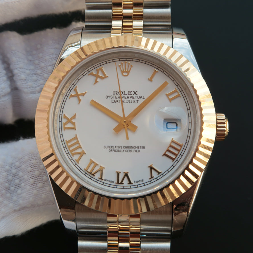 DATEJUST II GOLD STEEL WHITE DIAL ARABIC NUMERALS