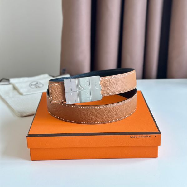 HERM Typo Reversible Belt 32MM in Gold Epsom Calfskin
