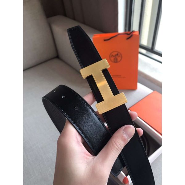 HERM Quizz 32mm Reversible Belt In Cafe Clemence Leather