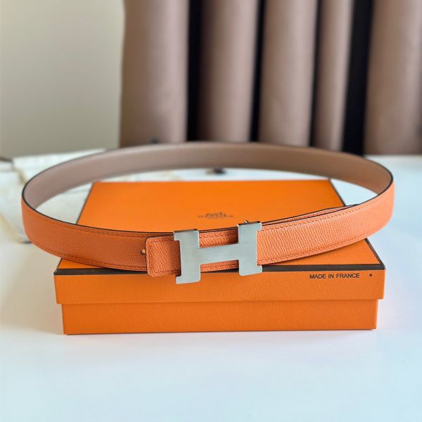 HERM Mini Constance 24mm Belt in Orange Epsom Leather and Blue Swift Leather