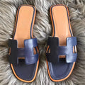 HERM Oran Sandals In Navy Swift Leather