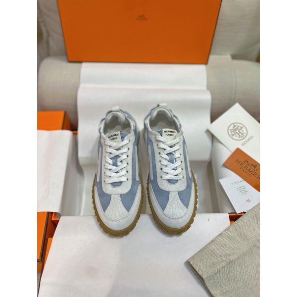 HERM Men's Jet Sneakers in Blue/White Suede Leathe