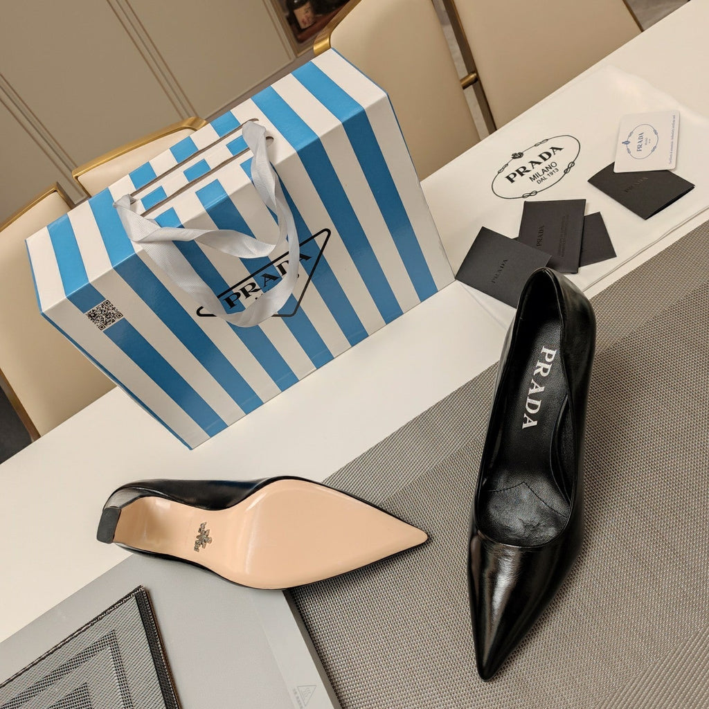 PRA BASIC HIGH HEELS BLACK WAXED OIL LEATHER