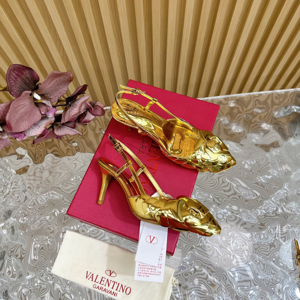 ATELIER SLINGBACK HEELS 75 MM IN GOLD METALLIC CALFSKIN