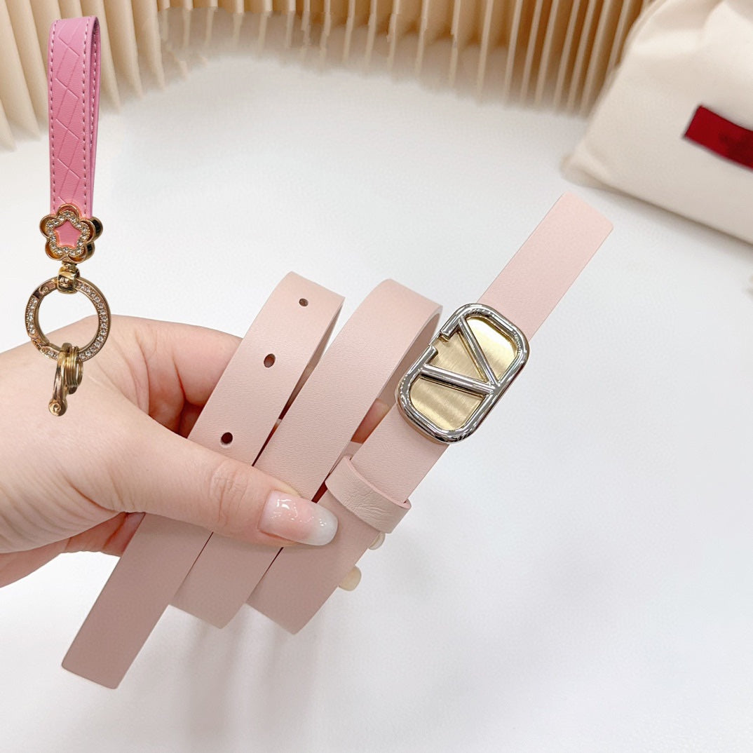Silver Vlogo and Gold Hardware Buckle Pink Calfskin 20mm