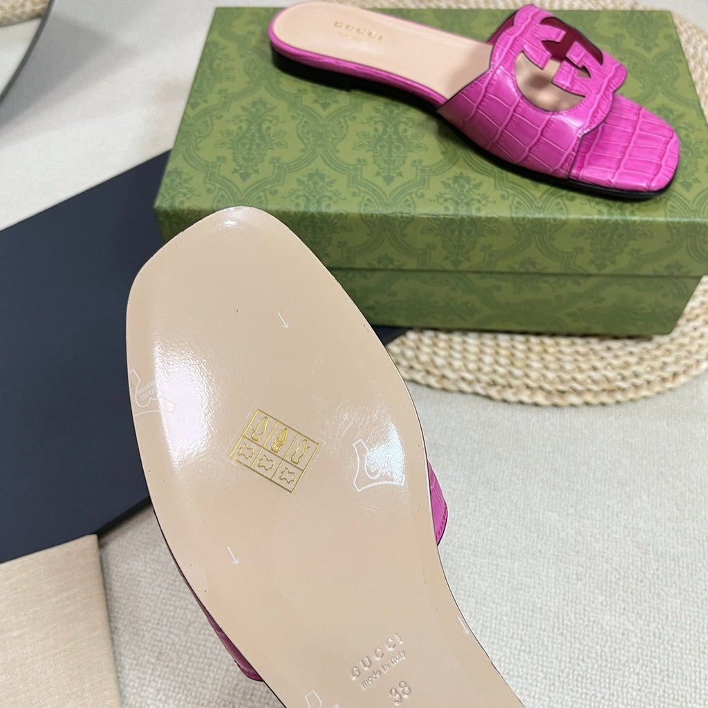 GG Cut Out Slide Sandals Pink
