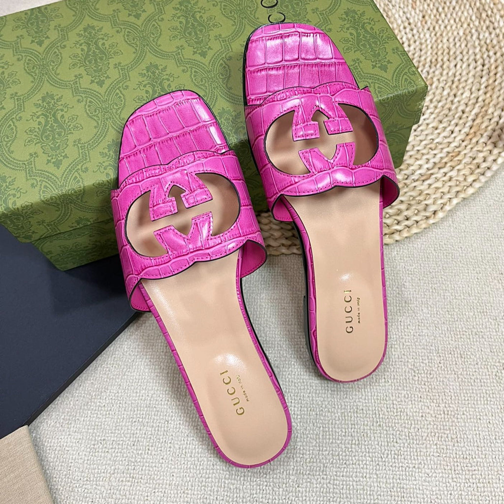 GG Cut Out Slide Sandals Pink
