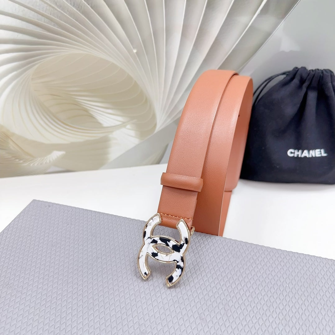 CC 30MM BELT IN TIGER ORANGE SHINNY CALFSKIN WHITE LOGO