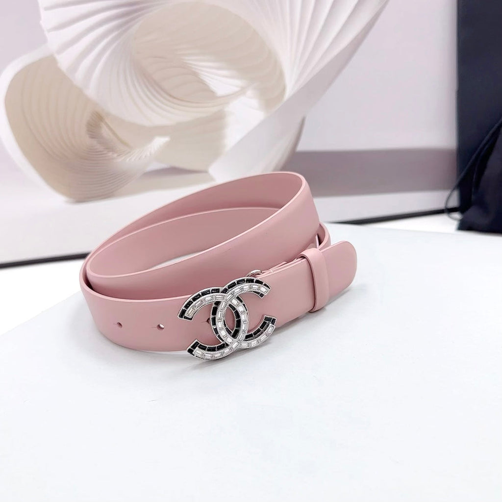 CC 30MM BELT IN LIGHT PINK CALFSKIN METAL HARDWARE