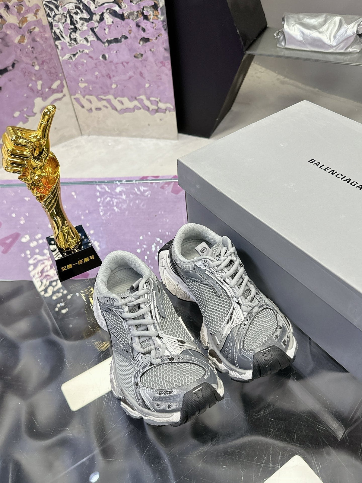 STAPLER SNEAKER IN GRAY POLYURETHANE AND POLYESTER