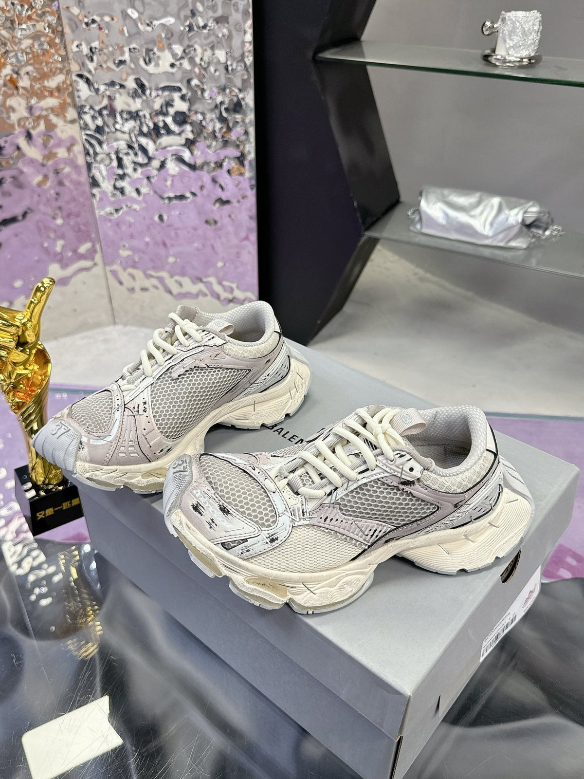 STAPLER SNEAKER IN BEIGE AND GREY POLYURETHANE AND POLYESTER