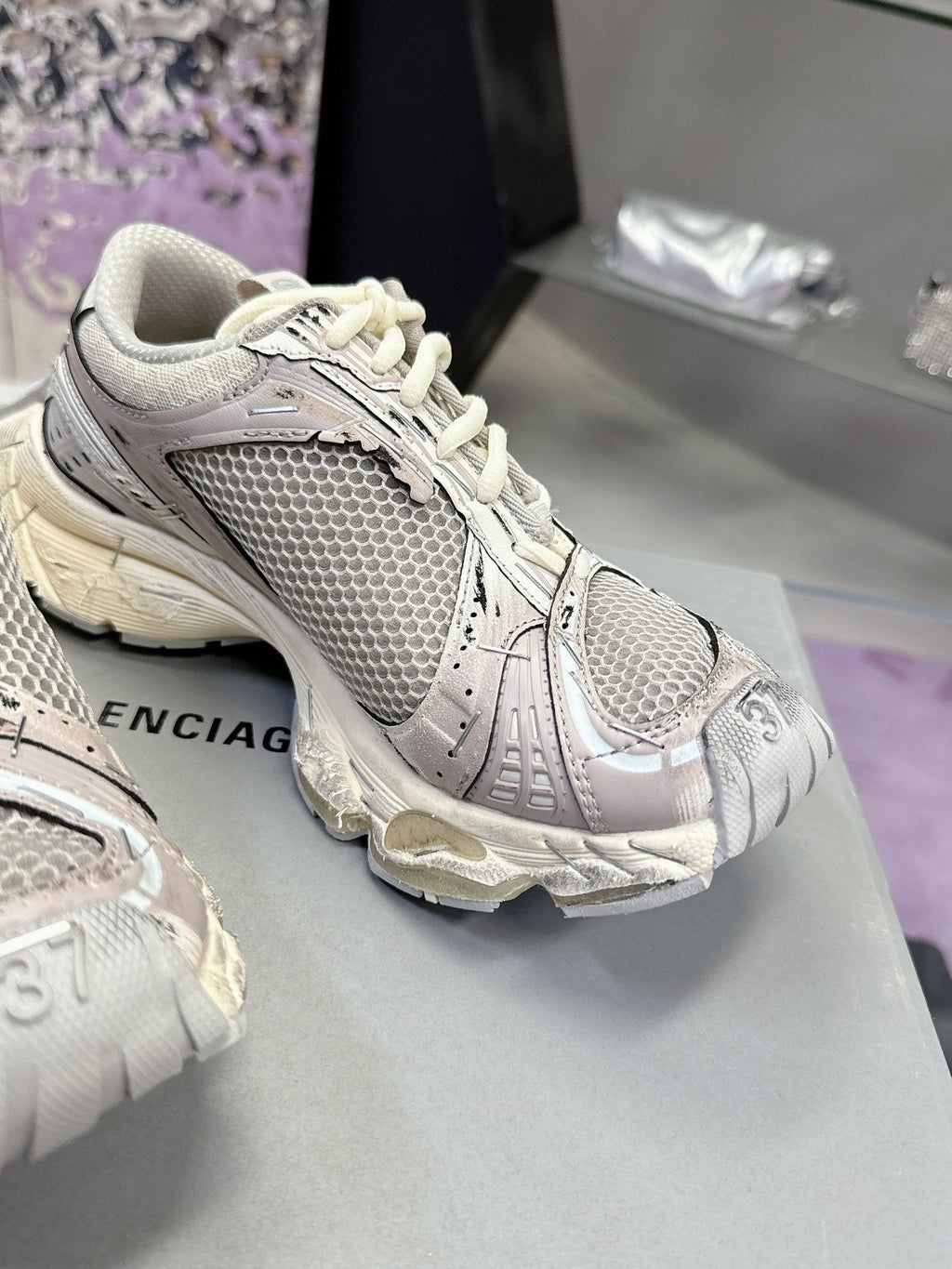 STAPLER SNEAKER IN BEIGE AND GREY POLYURETHANE AND POLYESTER