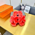 0RAN SHEARLING SANDALS RED PINK