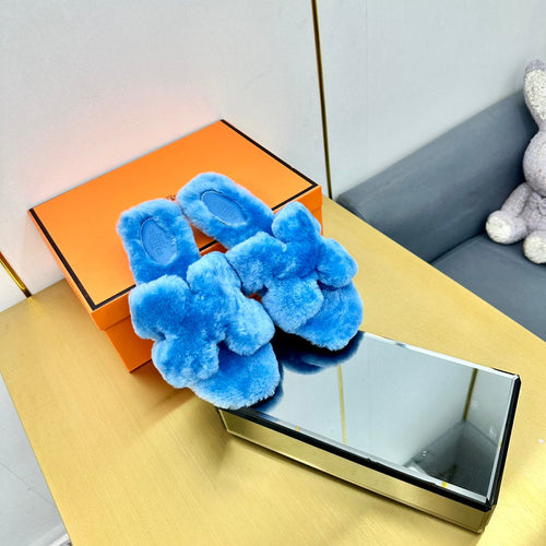 0RAN SHEARLING SANDALS OCEAN BLUE