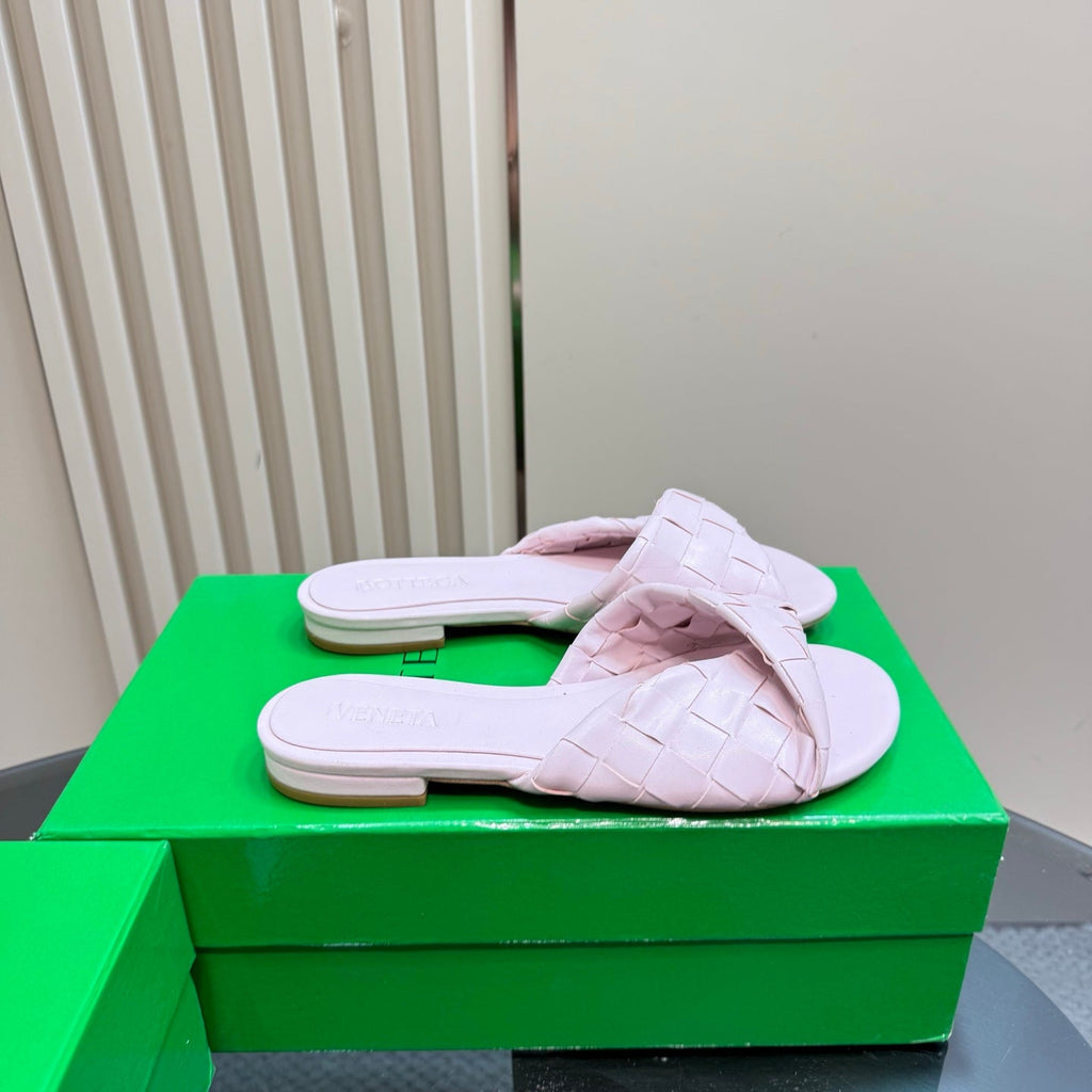 BLINK FLAT MULE IN LIGHT PINK INTRECCIATO LEATHER
