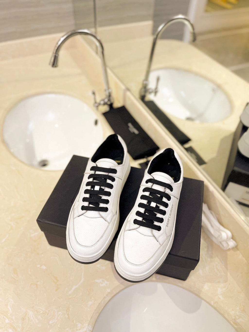 SL SL/61 SNEAKERS WHITE-BLACK LACES CALFSKIN