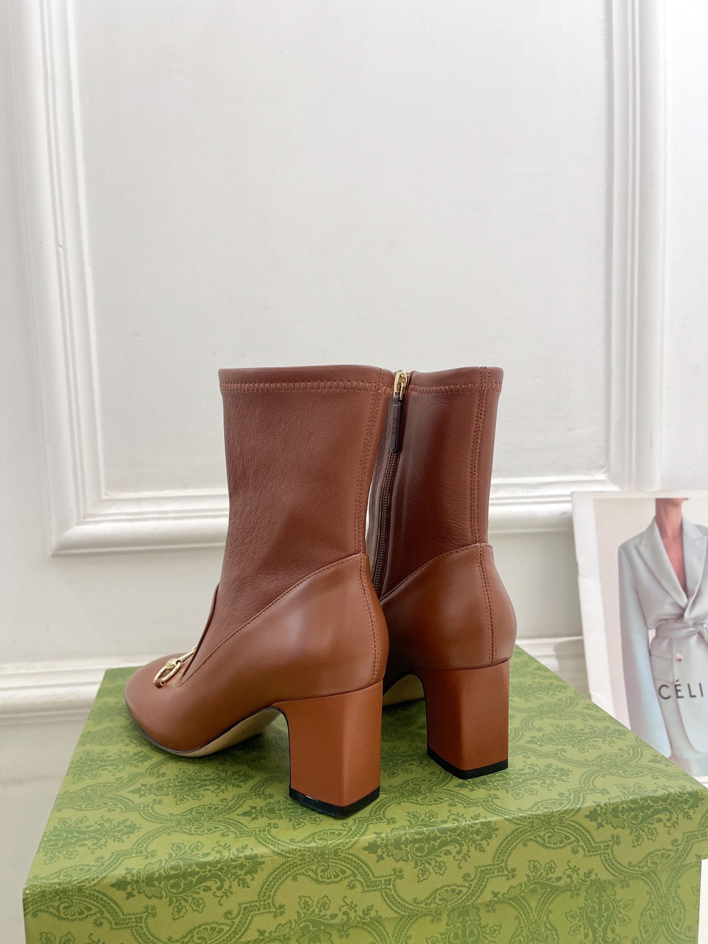HORSEBIT ANKLE BOOTS 6.5CM IN CINNAMON BROWN SHEEPSKIN